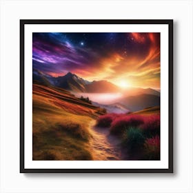 Sunset In The Mountains 52 Art Print