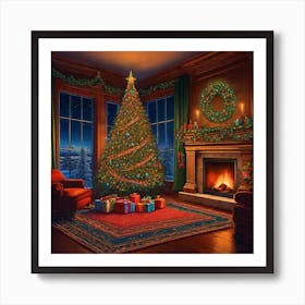 Christmas Tree In The Living Room 22 Art Print