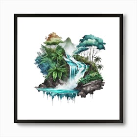 Waterfall In The Jungle 5 Art Print