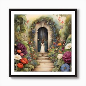 Girl In A Garden 1 Art Print