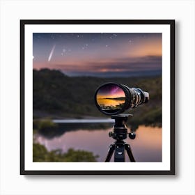 Night Sky With Telescope 2 Art Print