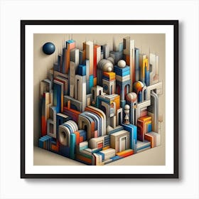 A mixture of modern abstract art, plastic art, surreal art, oil painting abstract painting art deco architecture Art Print