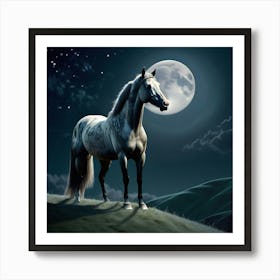 Horse In The Moonlight 21 Art Print