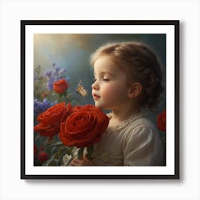 Little Girl With Butterfly Art Print