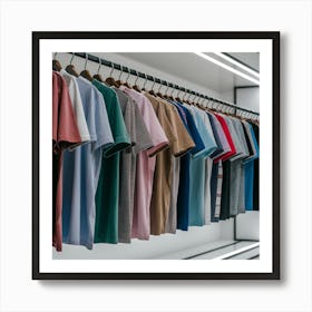 A rack of men's t-shirts 3 Art Print