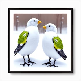 Two Birds In The Snow 5 Art Print