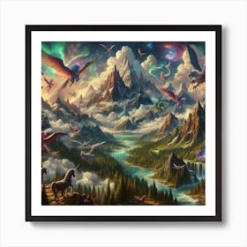 Mountainous Fantasy Landscape 2 Art Print