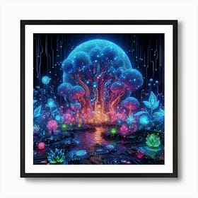 neon-lit jungle wall art 4 Art Print