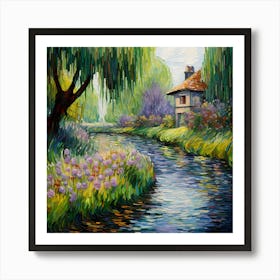 Watercolour Retreat: Monet's Riverside Bliss Art Print