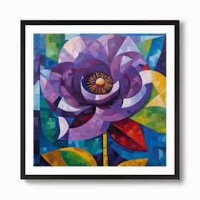 Cubist, Purple flower Art Print