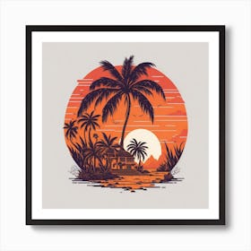 Sunset Palm Tree Art Print