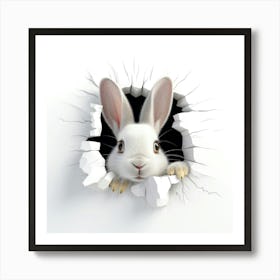 Rabbit Peeking Through A Hole 16 Art Print