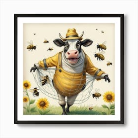 Bees And Cows Art Print