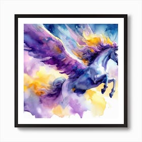 Unicorn Watercolor Painting 1 Art Print