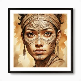 Woman With Tribal Makeup Art Print