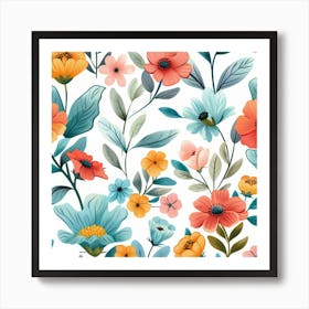 Floral Seamless Pattern 7 Art Print