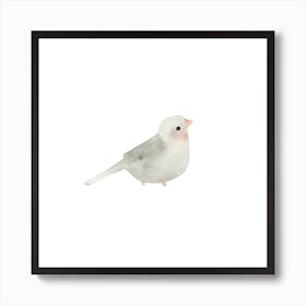 Blushing Bird Grey  Square Art Print