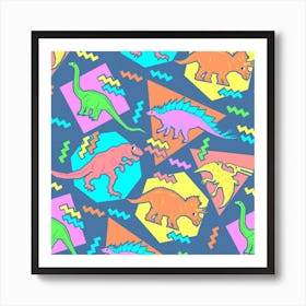 Dinosaurs Seamless Pattern Art Print