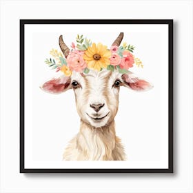 Floral Baby Goat Nursery Illustration (5) Art Print