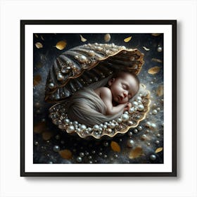 Baby Sleeping In A Shell Art Print