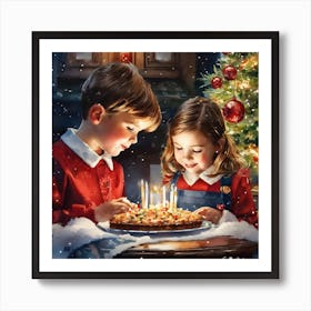 Children Celebrating Christmas Art Print