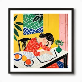 Woman Reading A Book 3 Art Print