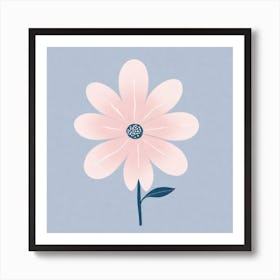 A White And Pink Flower In Minimalist Style Square Composition 339 Art Print