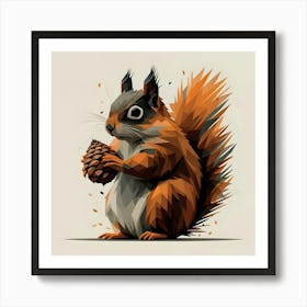 Squirrel With Pine Cone Art Print