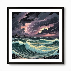 Sea Ocean Wallpaper Art Print (2) Art Print