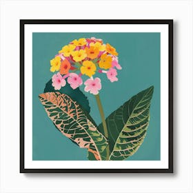 Lantana Square Flower Illustration Art Print