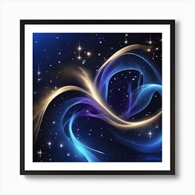 A Blue And Black Background With Stars And Smoke Magical Background Abstract Blue Lighting Particle #2 Art Print