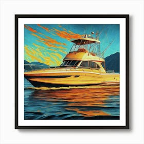 Sunset On A Boat Art Print