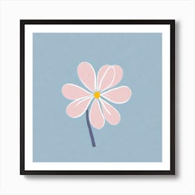 A White And Pink Flower In Minimalist Style Square Composition 143 Art Print