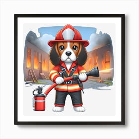 Beagle Firefighter~Reimagined 6 Art Print