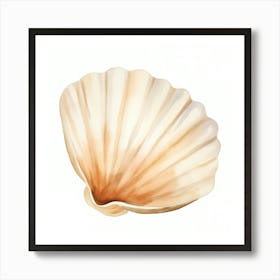 Watercolor Sea Shell Isolated On White Art Print