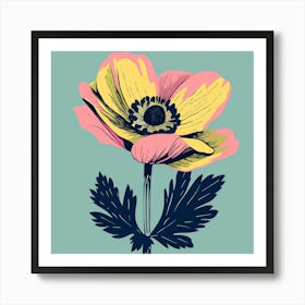 Anemone Square Flower Illustration Art Print