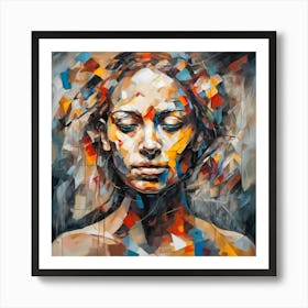  Portrait Art, Abstract Woman Face, Vibrant Colors Print Art Print