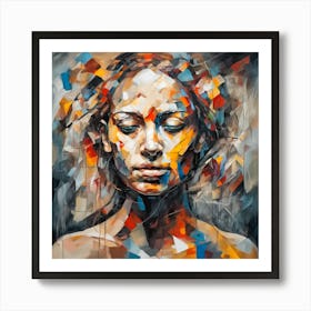  Portrait, Abstract Woman Face, Vibrant Colors Art Print