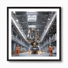 Two Workers In A Factory Art Print