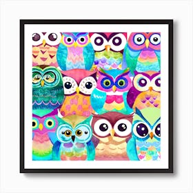 Quirky Owls Art Print