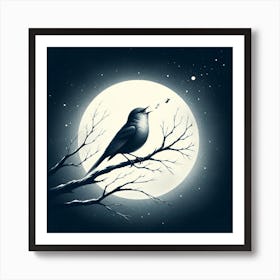 Bird In The Moonlight 1 Art Print