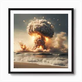 Nuclear Explosion On The Beach Art Print