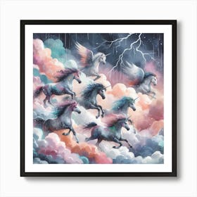 horses in the storm 6 Art Print