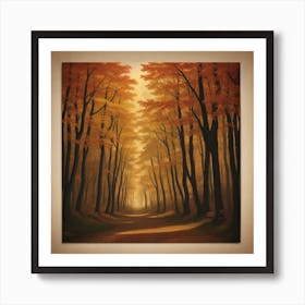 Autumn Forest Scenery Landscape Print Famous F 0 1 Art Print
