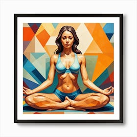 Half Lotus Pose Cubism Style Art Print