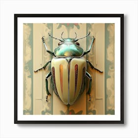 Beetle on retro wallpaper Art Print