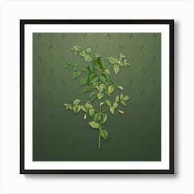 Vintage Tree Fuchsia Botanical on Lunar Green Pattern n.2079 Art Print