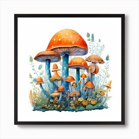 Mushrooms In The Forest 65 Art Print