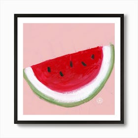 Watermelon - red pink squqre food still life kitchen Anton Maliar Art Print