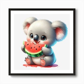 Koala Bear Eating Watermelon Art Print